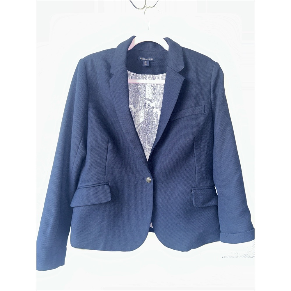 British Khaki Blue Blazer Classic Single-Button Size L